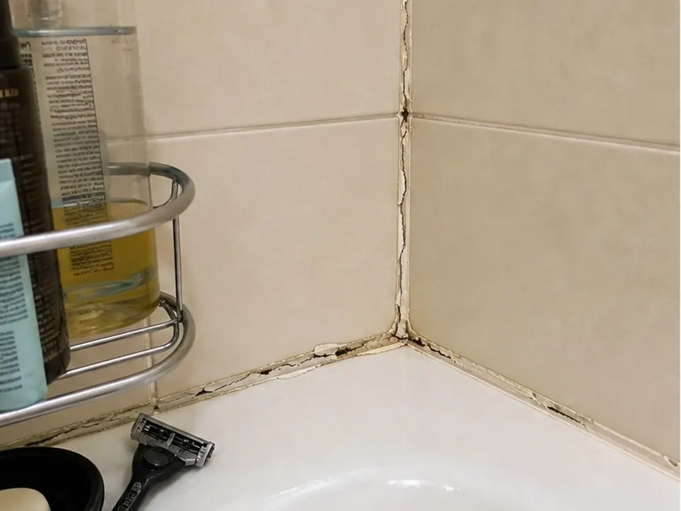 Shower corner sealed before