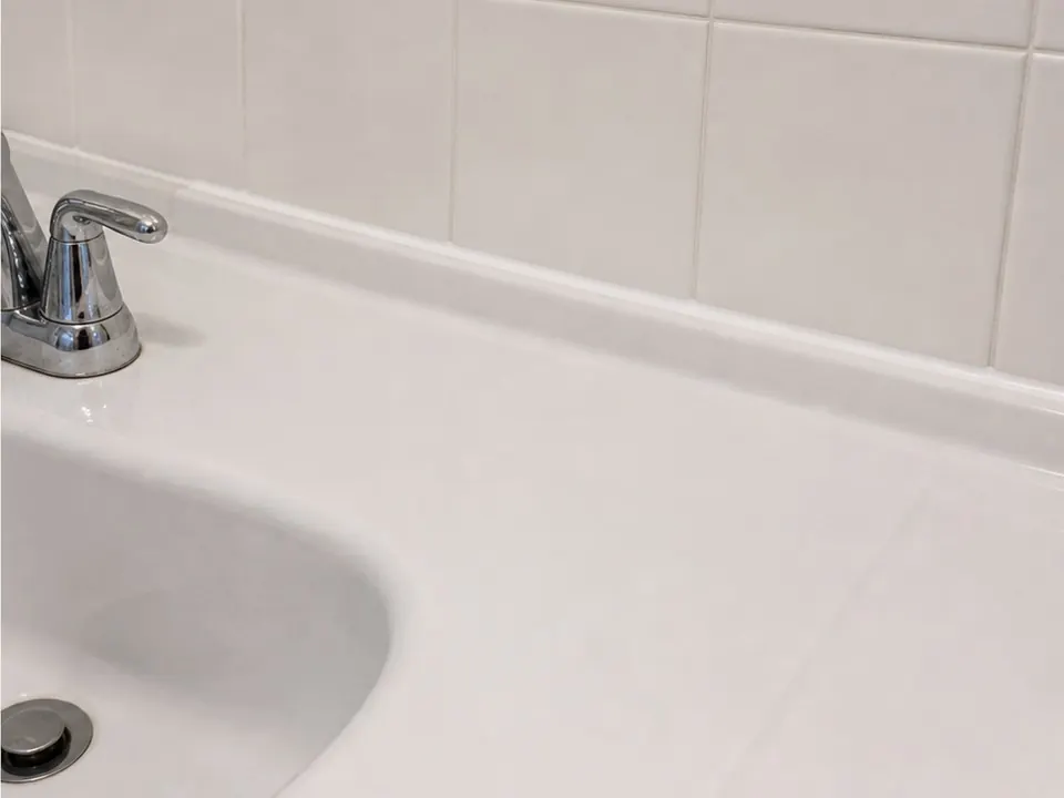 Vanity sink seam after