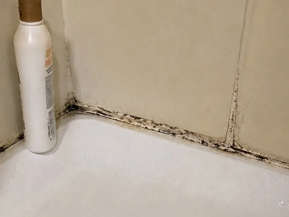 Fiberglass shower corner before